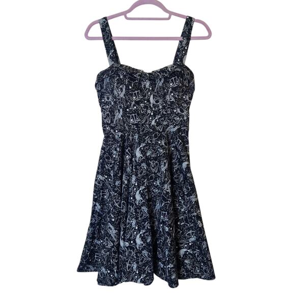 Eva Rose Zodiac Astrology Black Celestial Retro Mini Dress Medium Rockabilly - Picture 3 of 12